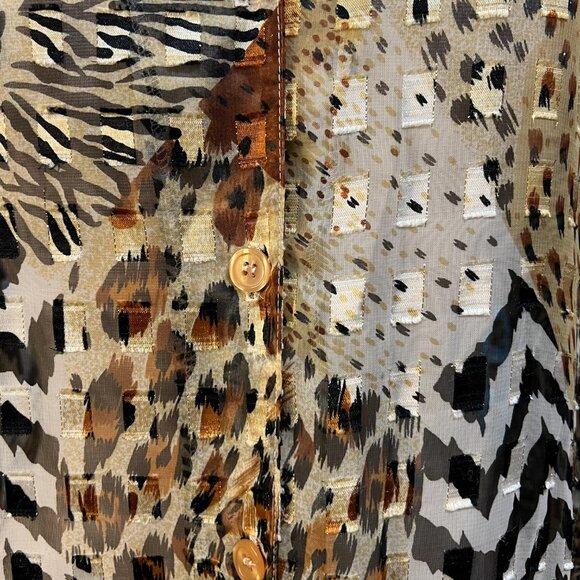 Vintage long button down animal print blouse - Picture 5 of 6
